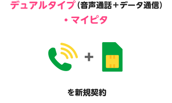 デュアルタイプ（音声通話＋データ通信）・マイピタを新規契約