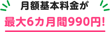 月額基本料金が最大6カ月間990円！