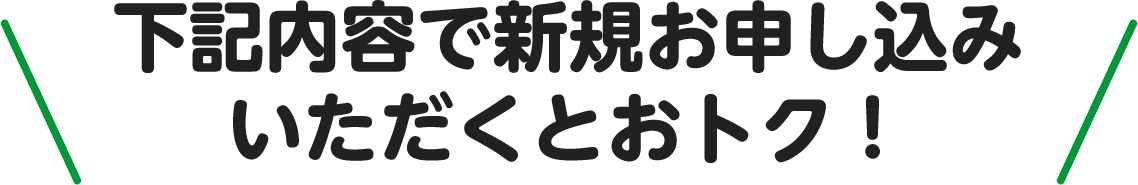 下記内容で新規お申し込みいただくとおトク！