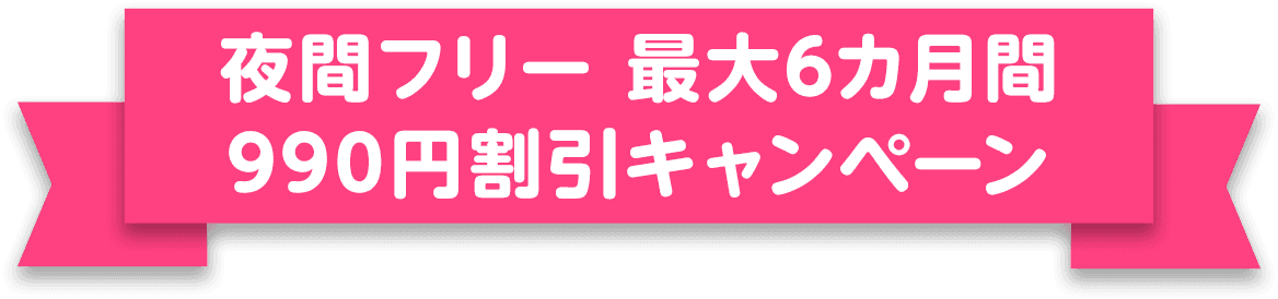 夜間フリー 最大6カ月間990円割引キャンペーン
