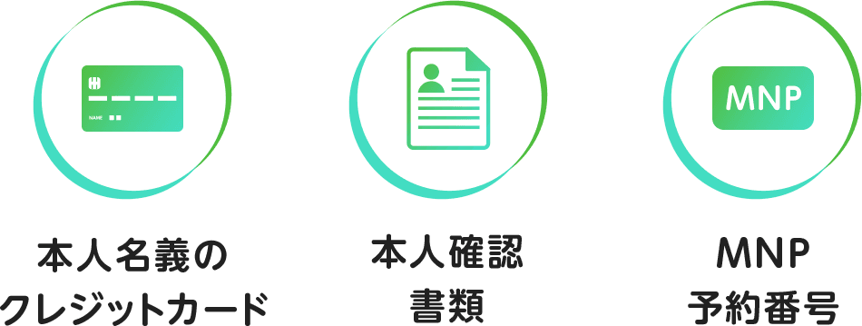 本人名義のクレジットカード 本人確認書類 MNP予約番号